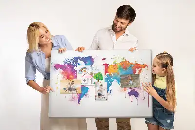 Printed Cork Memo Board World map