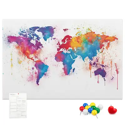 Printed Cork Memo Board World map