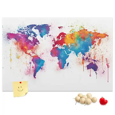 Printed Cork Memo Board World map