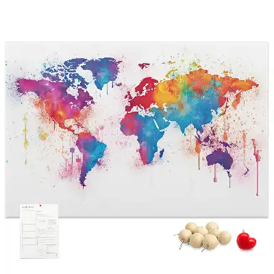 Printed Cork Memo Board World map