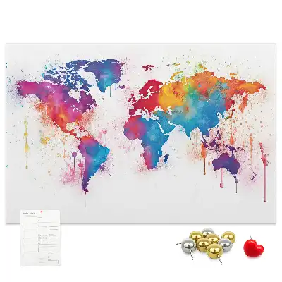 World Map Printed Cork Memo Board