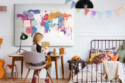 Printed Cork Memo Board World map