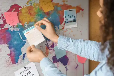 World Map Printed Cork Memo Board