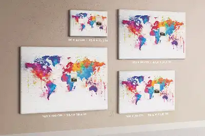 World Map Printed Cork Memo Board