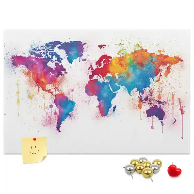 Printed Cork Memo Board World map