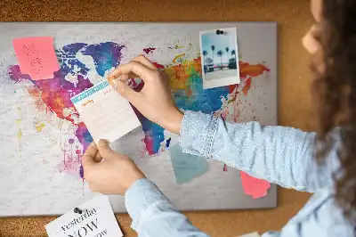 Printed Cork Memo Board World map