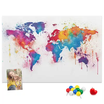Printed Cork Memo Board World map