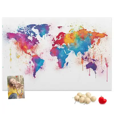 Printed Cork Memo Board World map