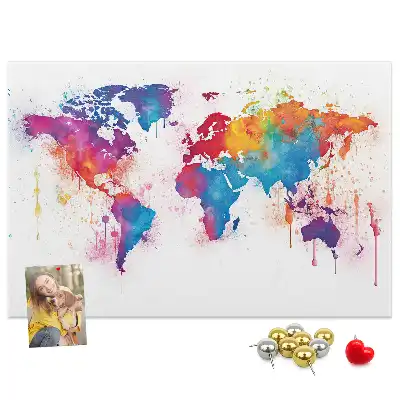 Printed Cork Memo Board World map