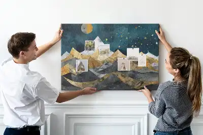 Printed Cork Board Mountains at night