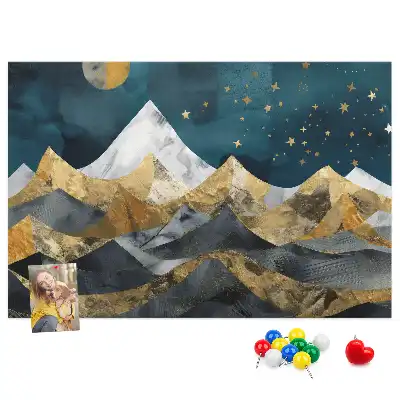 Printed Cork Board Mountains at night