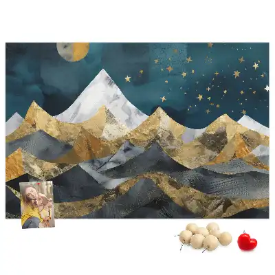 Printed Cork Board Mountains at night