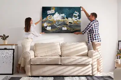 Printed Cork Board Mountains at night