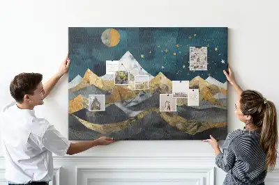 Printed Cork Board Mountains at night