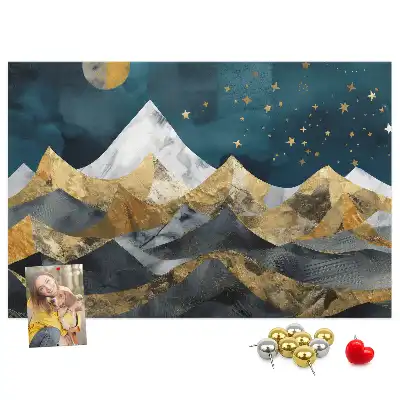 Printed Cork Board Mountains at night