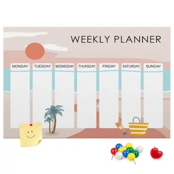 Weekly planner cork memo board