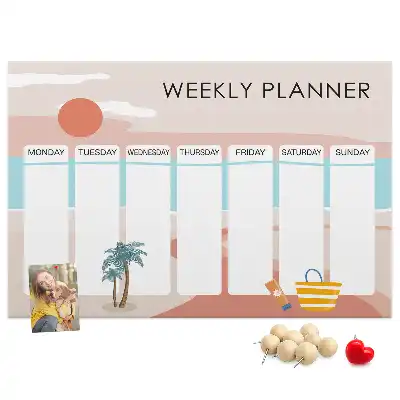 Weekly planner cork memo board