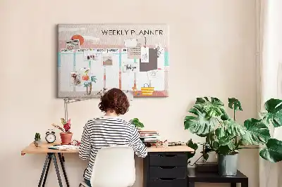 Weekly planner cork memo board