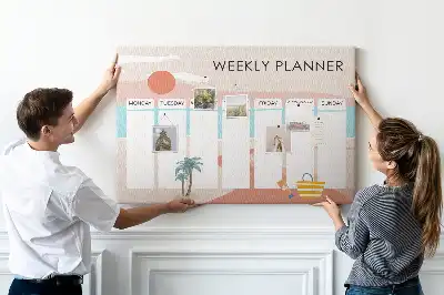 Weekly planner cork memo board