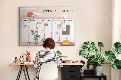 Weekly planner cork memo board