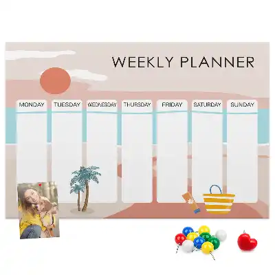 Weekly planner cork memo board