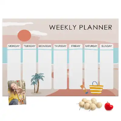 Weekly planner cork memo board
