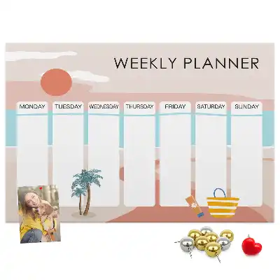 Weekly planner cork memo board