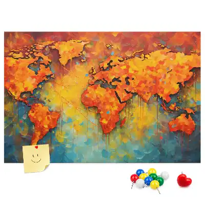 Printed Cork Memo Board Decorative world map