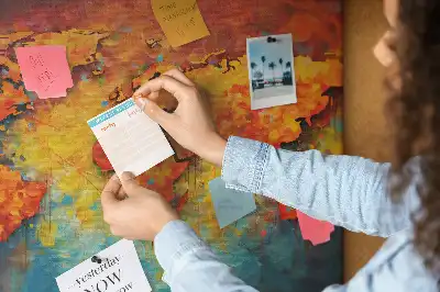 Decorative World Map Printed Cork Memo Board