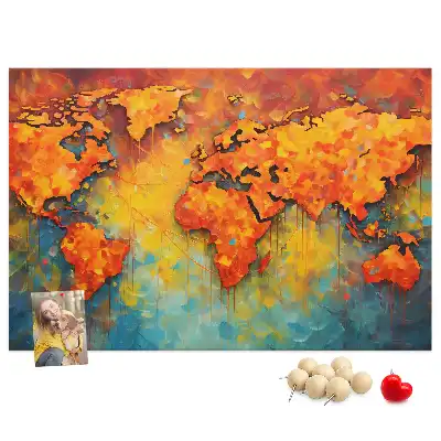 Decorative World Map Printed Cork Memo Board
