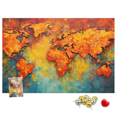 Decorative World Map Printed Cork Memo Board