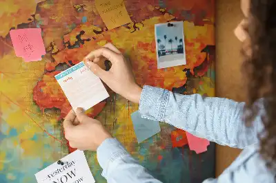 Decorative World Map Printed Cork Memo Board
