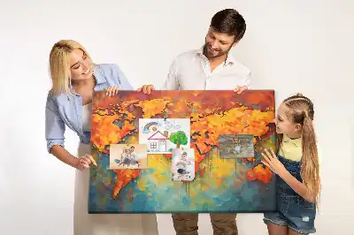 Decorative World Map Printed Cork Memo Board