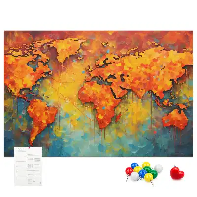 Decorative World Map Printed Cork Memo Board