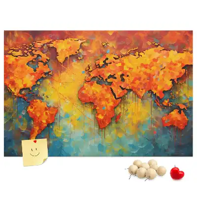 Decorative World Map Printed Cork Memo Board