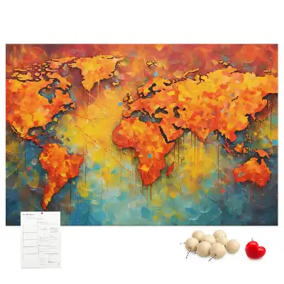 Decorative World Map Printed Cork Memo Board