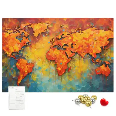 Decorative World Map Printed Cork Memo Board