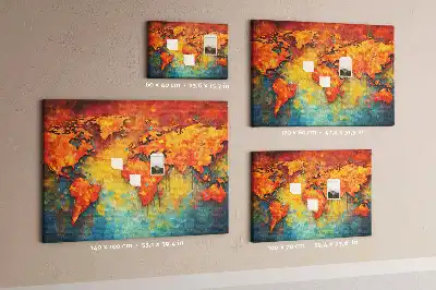 Decorative World Map Printed Cork Memo Board