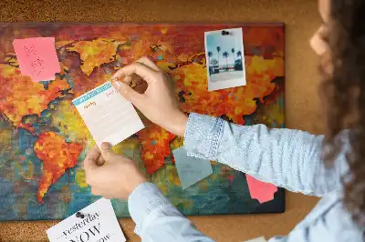 Decorative World Map Printed Cork Memo Board