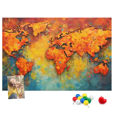 Decorative World Map Printed Cork Memo Board
