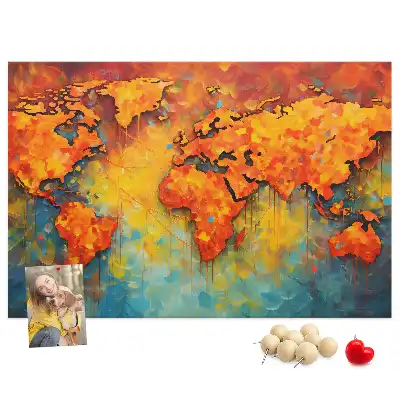 Decorative World Map Printed Cork Memo Board
