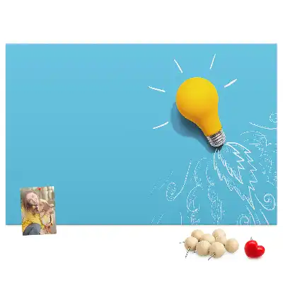 Cork memo board with light bulb drawing