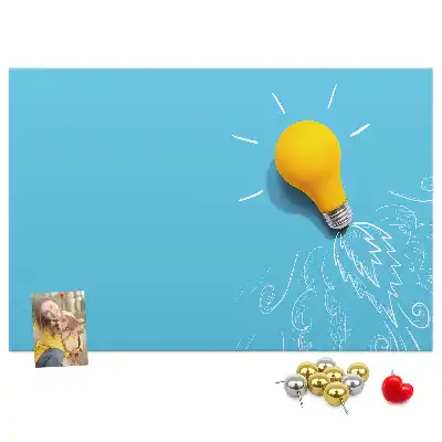 Cork memo board with light bulb drawing