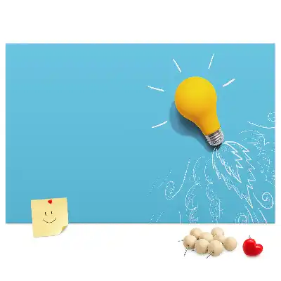 Cork memo board with light bulb drawing