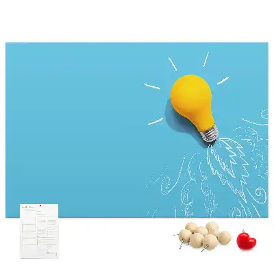 Cork memo board with light bulb drawing