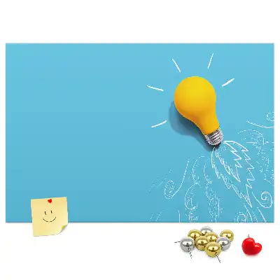 Cork memo board with light bulb drawing