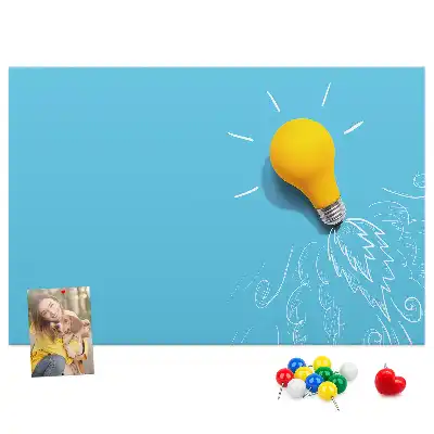 Cork memo board with light bulb drawing