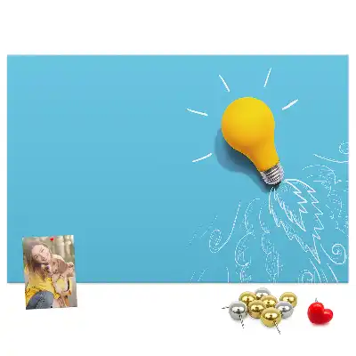 Cork memo board with light bulb drawing