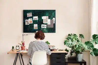 Printed Cork Memo Board Tropical leaves
