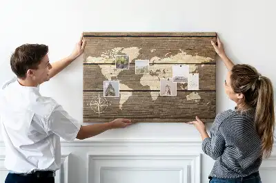 World Map Cork Memo Board